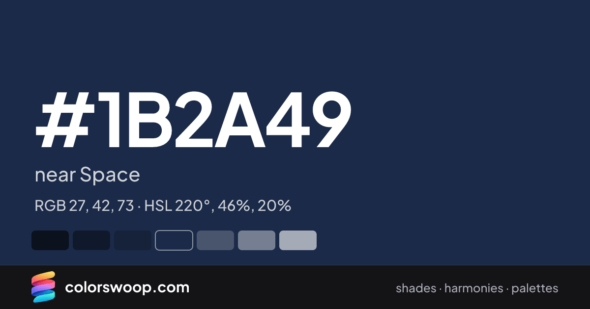 #1B2A49 hex color card: near Space, RGB 27, 42, 73