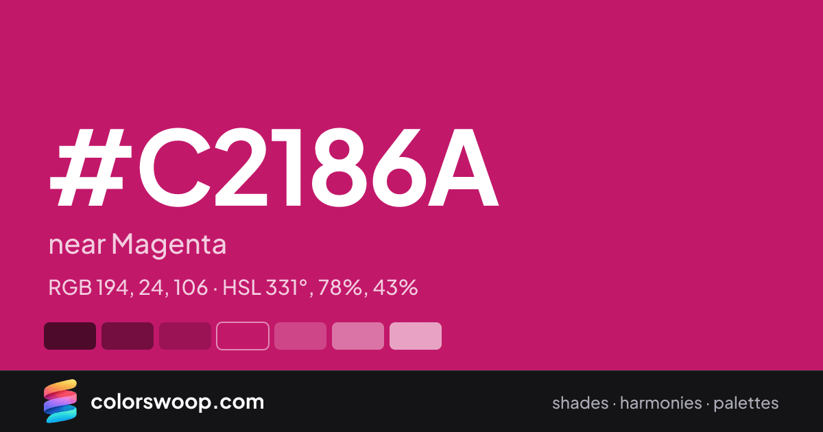 #C2186A hex color card: near Magenta, RGB 194, 24, 106