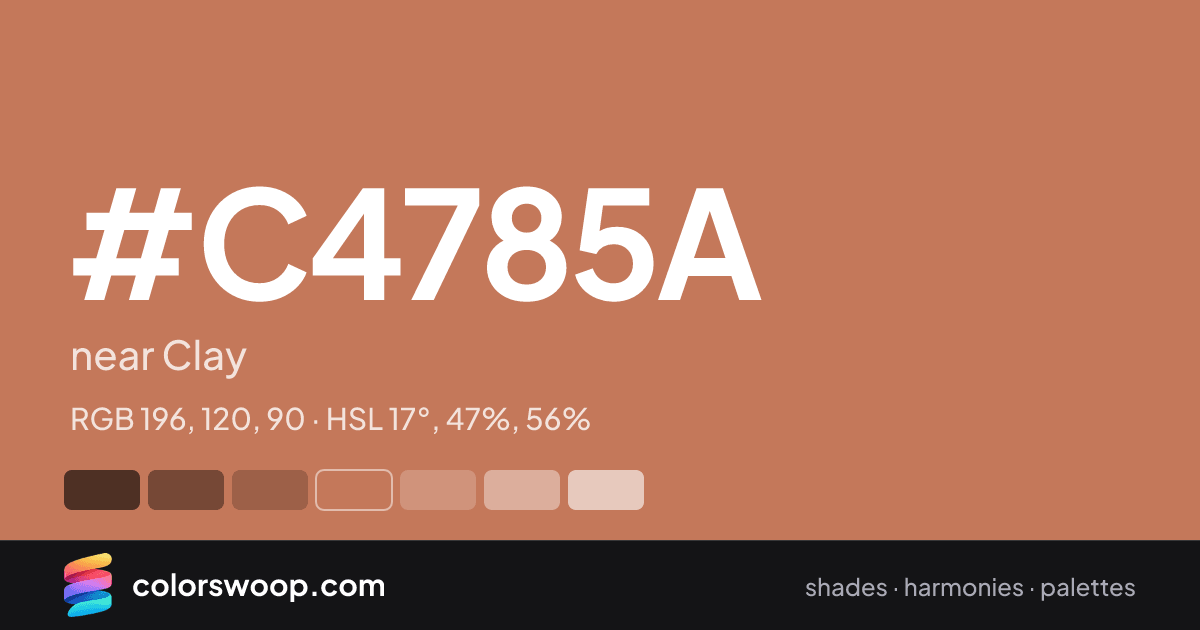 #C4785A hex color card: near Clay, RGB 196, 120, 90