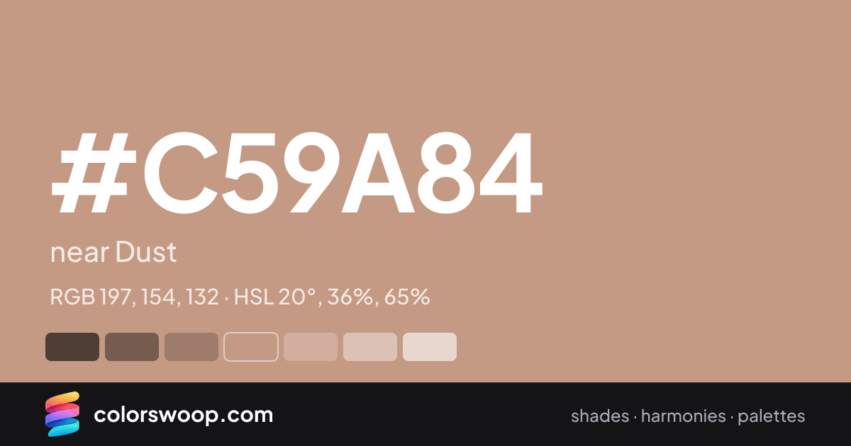 #C59A84 hex color card: near Dust, RGB 197, 154, 132