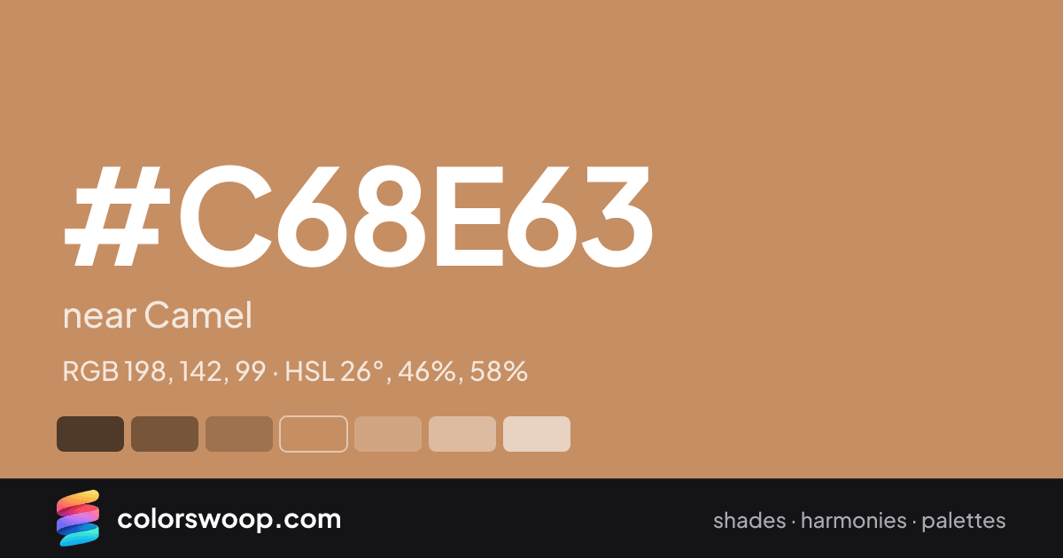 #C68E63 hex color card: near Camel, RGB 198, 142, 99