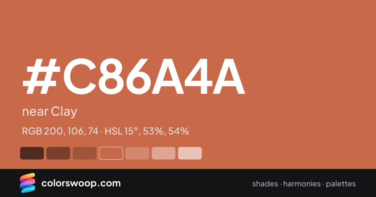 #C86A4A hex color card: near Clay, RGB 200, 106, 74