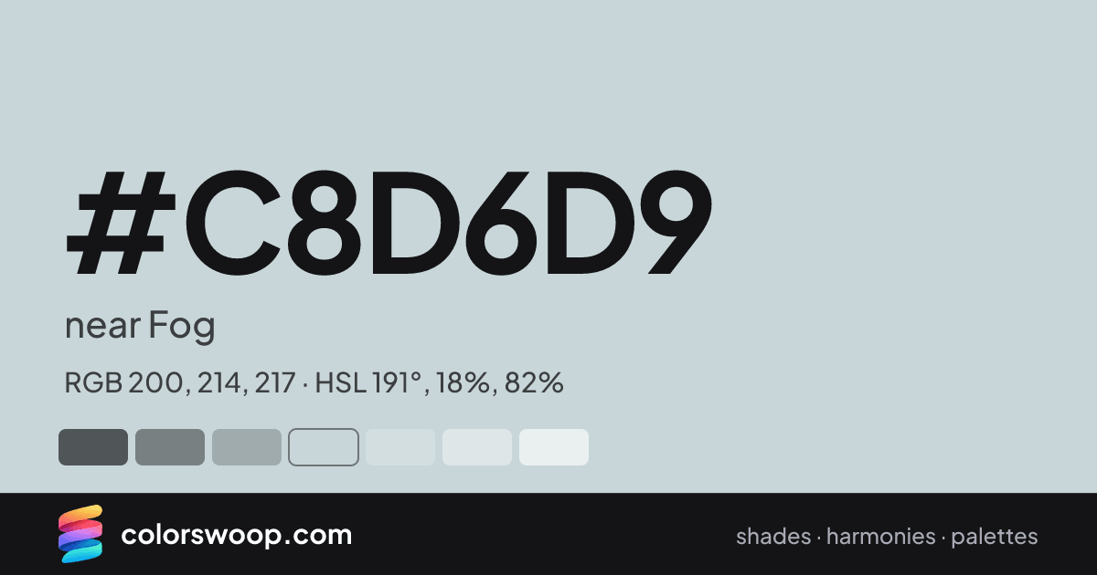 #C8D6D9 hex color card: near Fog, RGB 200, 214, 217