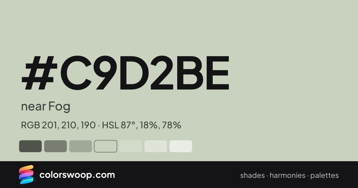 #C9D2BE hex color card: near Fog, RGB 201, 210, 190