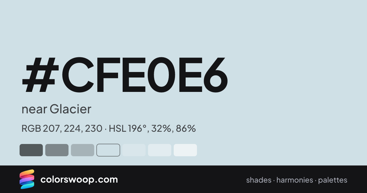 #CFE0E6 hex color card: near Glacier, RGB 207, 224, 230