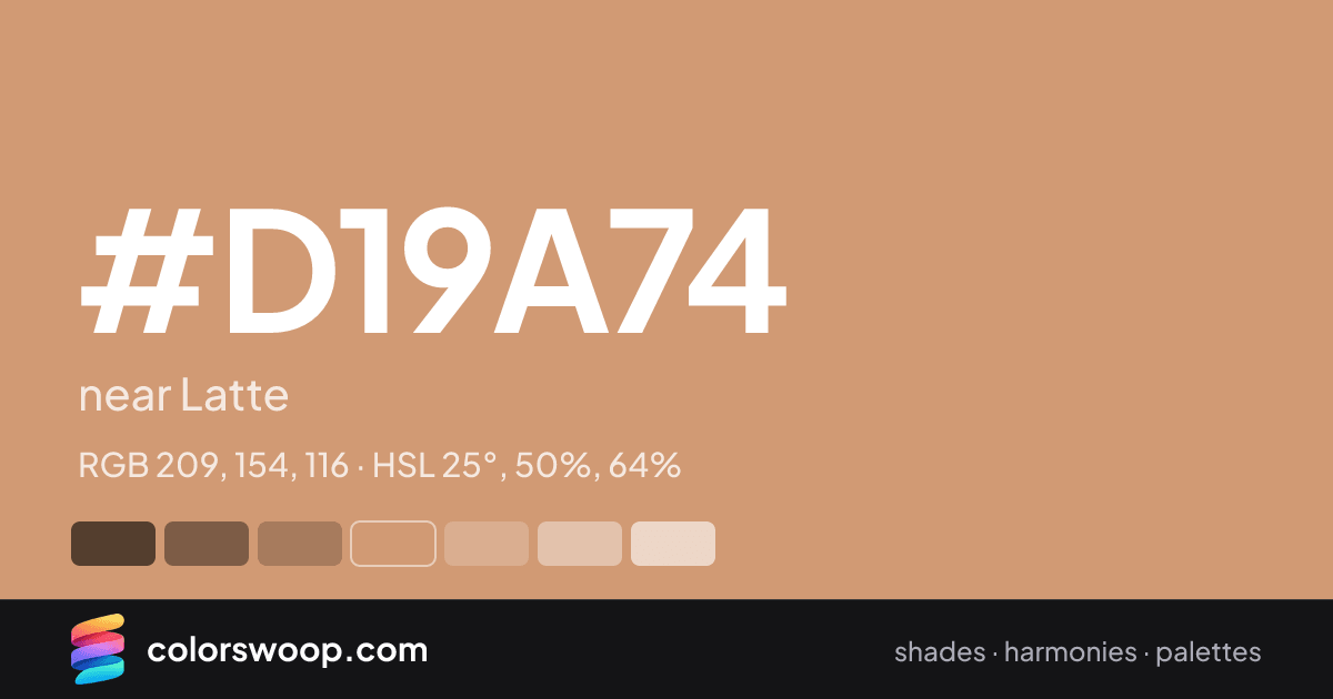 #D19A74 hex color card: near Latte, RGB 209, 154, 116
