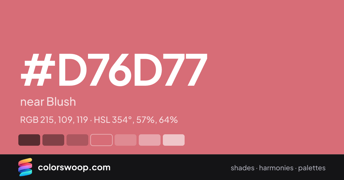 #D76D77 hex color card: near Blush, RGB 215, 109, 119