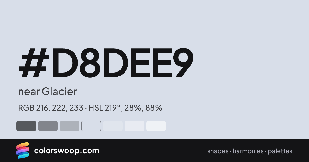 #D8DEE9 hex color card: near Glacier, RGB 216, 222, 233
