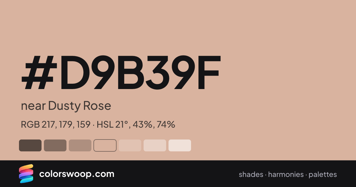 #D9B39F hex color card: near Dusty Rose, RGB 217, 179, 159