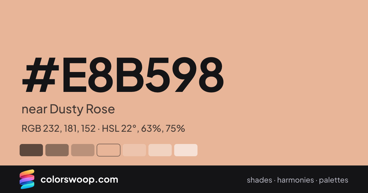 #E8B598 hex color card: near Dusty Rose, RGB 232, 181, 152