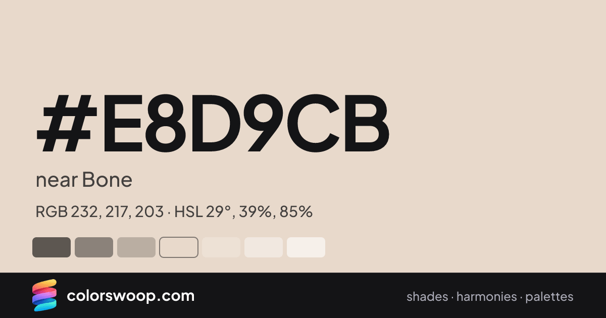 #E8D9CB hex color card: near Bone, RGB 232, 217, 203