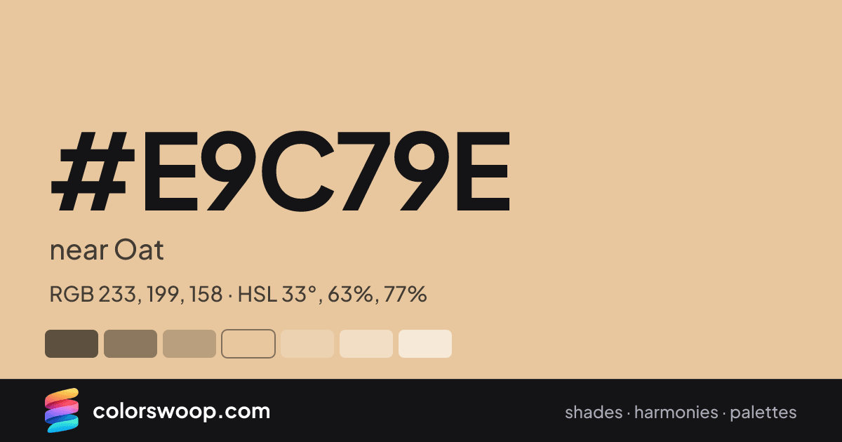 #E9C79E hex color card: near Oat, RGB 233, 199, 158