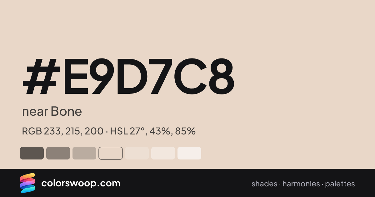 #E9D7C8 hex color card: near Bone, RGB 233, 215, 200