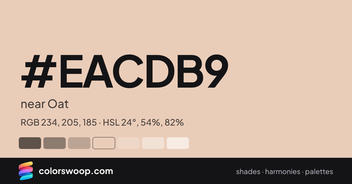 #EACDB9 hex color card: near Oat, RGB 234, 205, 185