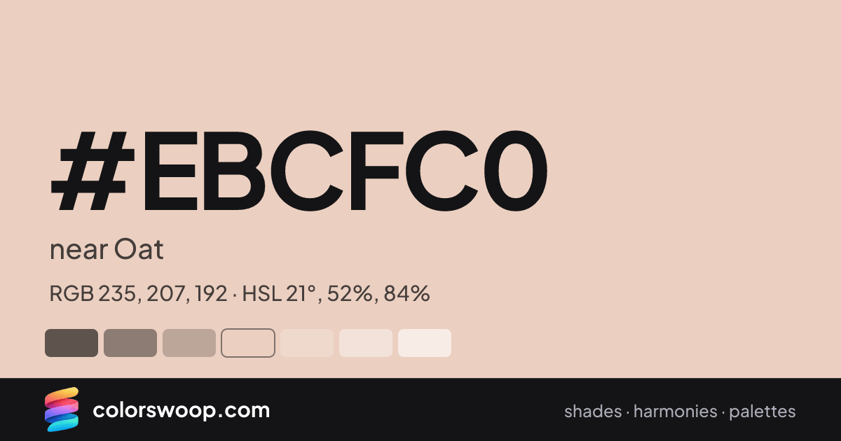 #EBCFC0 hex color card: near Oat, RGB 235, 207, 192
