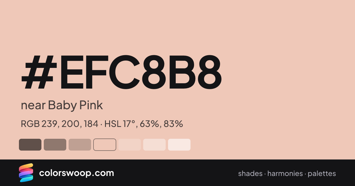 #EFC8B8 hex color card: near Baby Pink, RGB 239, 200, 184