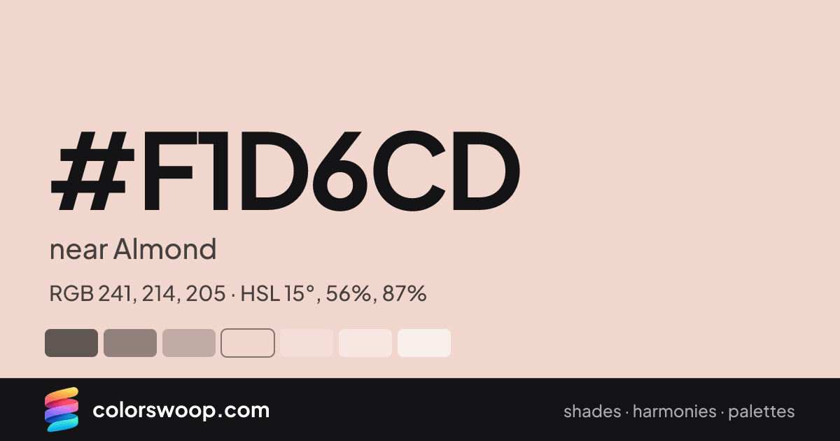 #F1D6CD hex color card: near Almond, RGB 241, 214, 205