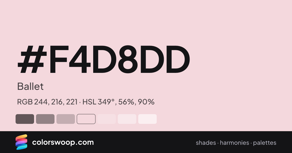 #F4D8DD hex color card: Ballet, RGB 244, 216, 221