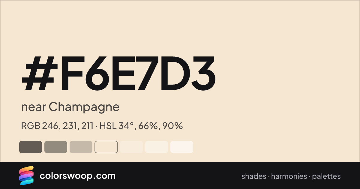 #F6E7D3 hex color card: near Champagne, RGB 246, 231, 211