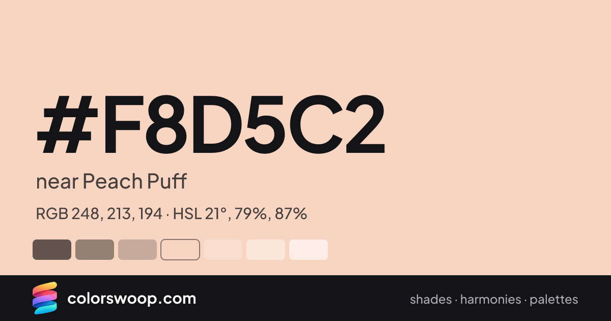 #F8D5C2 hex color card: near Peach Puff, RGB 248, 213, 194