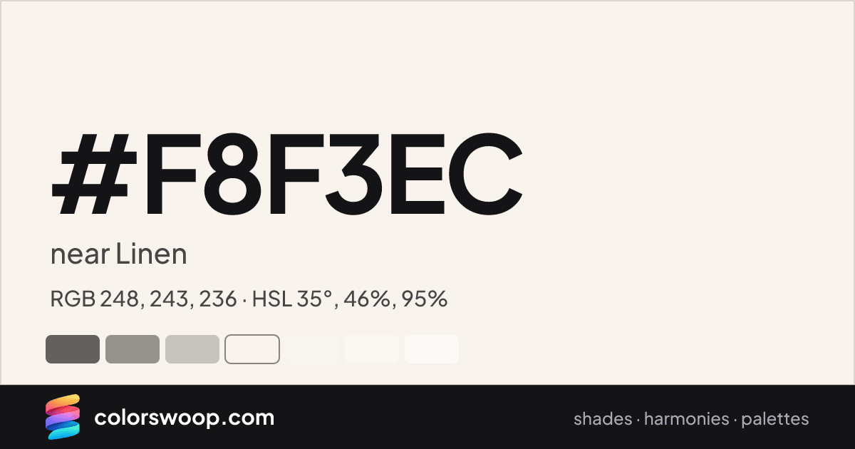 #F8F3EC hex color card: near Linen, RGB 248, 243, 236