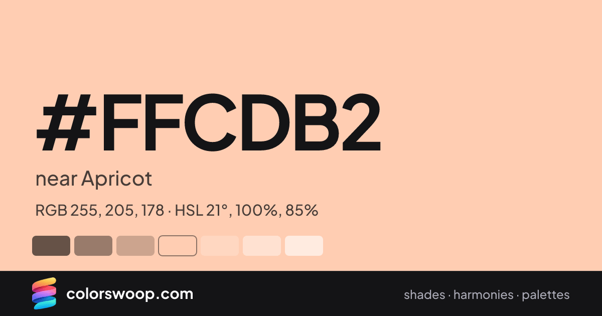 #FFCDB2 hex color card: near Apricot, RGB 255, 205, 178