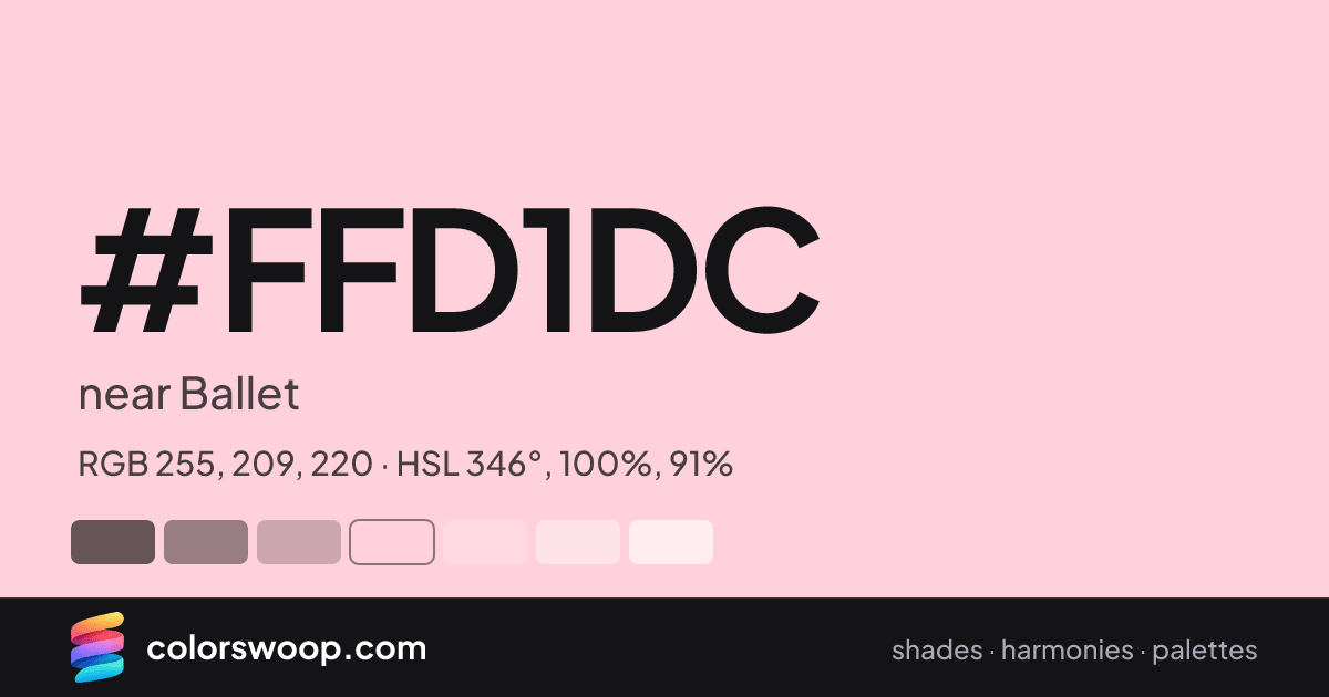 #FFD1DC hex color card: near Ballet, RGB 255, 209, 220