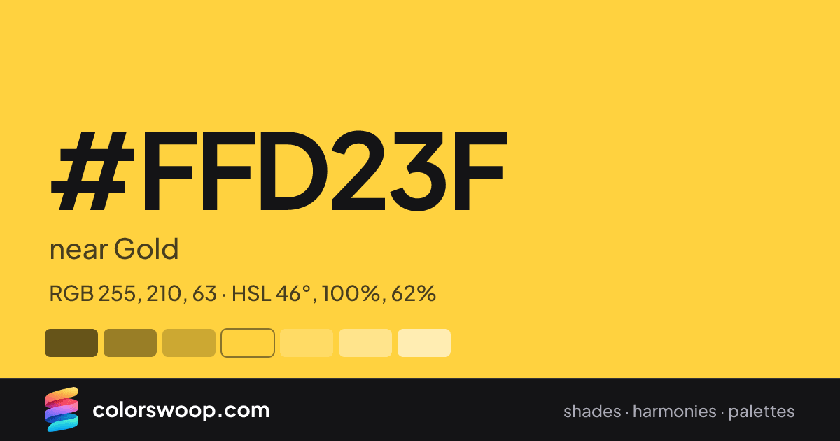 #FFD23F hex color card: near Gold, RGB 255, 210, 63